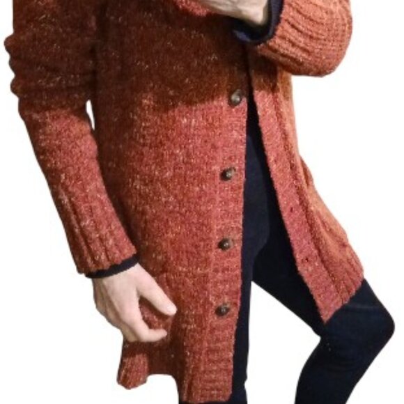 CHARTER CLUB Red Tweed Crew Neck Wool Blend Cardigan Size M - Picture 3 of 12